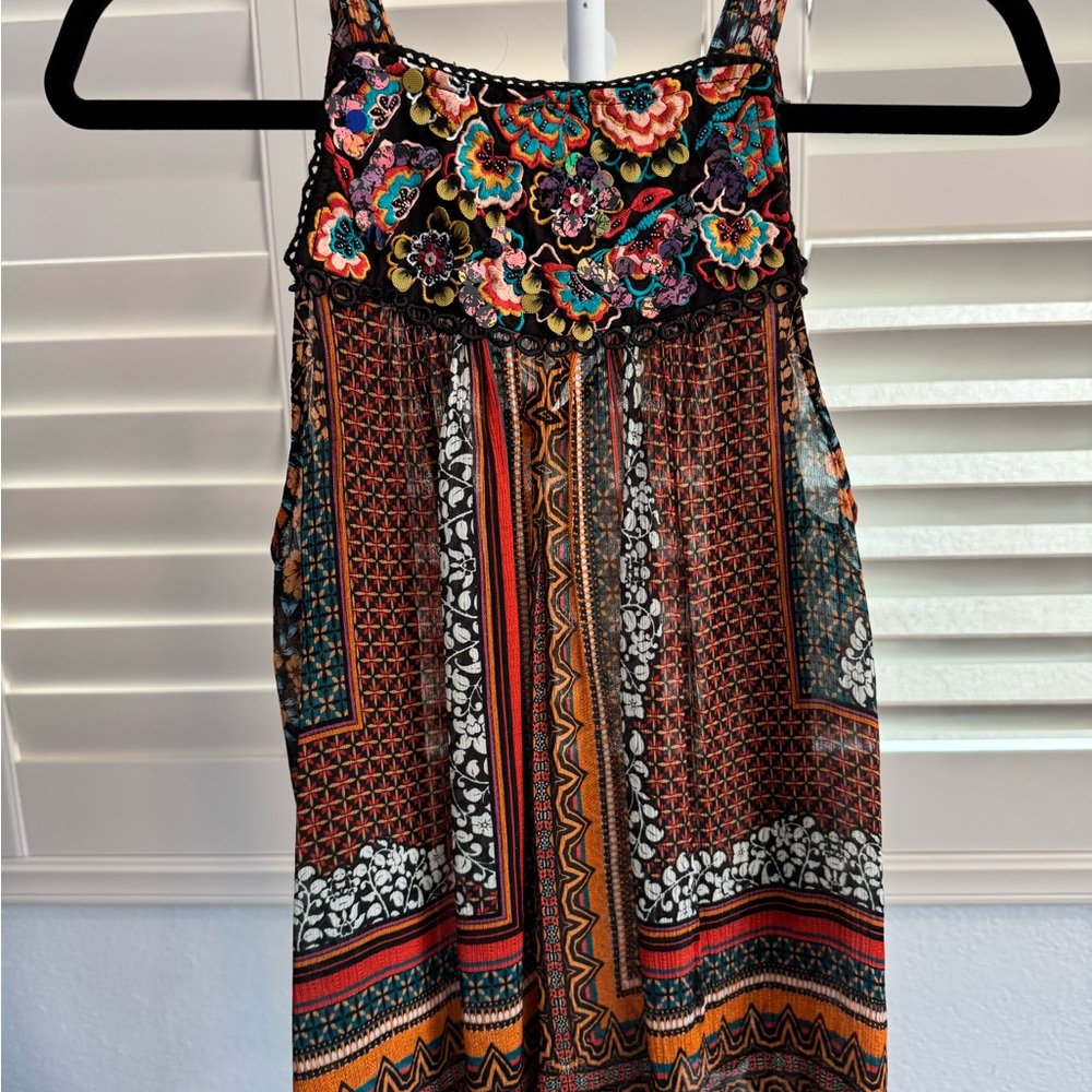 Red and Blue Ruffled Tiered Camisole